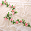 16Heads Artificial Faux Silk Flower Rose Leaf Garland Vine Home Party Decor 7Ft