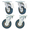 4 X Heavy Duty 100mm Rubber Swivel Castor Wheels Trolley Caster Brake 600KG Cyan
