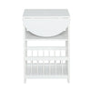 Drop Leaf Table Foldable Magazines Rack Shelf Sofa Side End Storage Stand White
