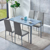 Modern Grey Glass Dining Table+4 Faux Leather Dining Chairs Set Dining Room Home