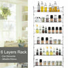 6 TIER SPICE RACK HERB JAR HOLDER KITCHEN DOOR WALL MOUNTED CUPBOARD STORAGE