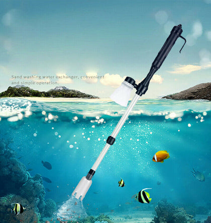 Electric Aquarium Syphon Fish Tank Pump Vacuum Gravel Water Filter Sand Cleaning