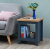 Lisbon Blue Side Lamp Table Bedside Cabinet Nightstand With Open Storage Shelf
