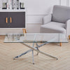 Rectangle Clear Glass Coffee Table With Cross Chrome Leg Living Room Furniture