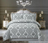 Jacquard Bedspread 3 Piece Heavy Quilted Comforter Set Floral Pattern Bed Throw