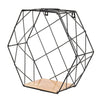 2x Hexagon Wall Shelf Unit Wooden & Black Metal Wall Mounted Decorative Shelving