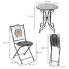 3 Pcs Mosaic Bistro Table Chair Set Patio Garden Dining Furniture