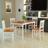 Brown&White Solid Wood Dining Table and 4 Chairs Set Home Kitchen Furniture Set