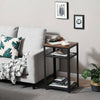 Industrial Coffee Table Sofa Side Table with Shelf Wood Bedside Nightstand