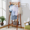 Floor Stand Garment Rail Wooden Clothes Hanging Display Rack With Shelf Bedroom