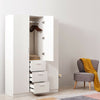 3 Door 3 Drawer Soft Close Wardrobe - Modern Bedroom Furniture Matte White UK