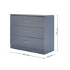Grey Chest of Drawers Bedside Table Cabinet Nightstand 3 Drawer Bedroom Storage