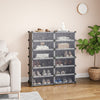 Mondeer 12 Cube Plastic Shoe Boxes Durable Storage Cabinet Organize Shelf Black