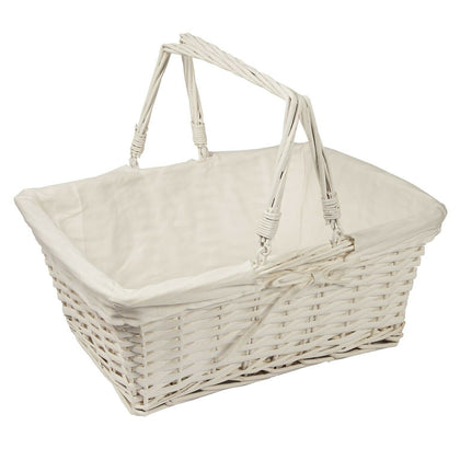 White Wicker Hamper Storage Gift Basket With Handle, Sml Med or Lrg