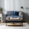 Industrial Coffee Table for Living Room with Storage Shelf Wood Look Metal Frame