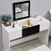Modern White Dressing Table Makeup Desk w/Flip-up Drawer Mirrors & Stool NEW