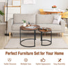 Set of 2 Round Nesting Coffee Table Compact Stacking Side Tables Space-saving