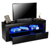 High Gloss TV Stand Black Unit Cabinet with RGB LED Light 2 Drawers 120cm Modern