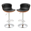 Set Of 2 PU Leather Rounded Tub Bar Stools Adjustable Height w/ Footrest