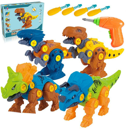 Take Apart Dinosaur 4-Pack DIY Construction Build Set Toy with Drills STEM Gifts