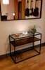 Industrial Console Table Vintage Glass Furniture Side Hallway Rustic Metal Shelf