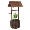 Wooden Wishing Well Planter Outdoor Flower Pot Backyard Garden Décor