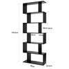 Wood Bookcase Bookshelf S Shape 6 Tier Shelves Free Standing Shelving Storage
