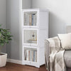 White Bookcase 3 Tier Storage Display Shelving Unit Cabinet Clear Acrylic Door