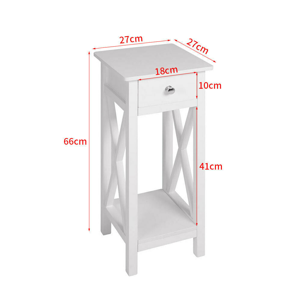 White Telephone Lamp Table Small Console Table With Drawer Shelf Corner Storage