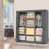 Grey Stylish Canvas Material Wardrobe Storage Large Fabric Portable Cupboard New