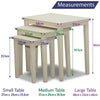 Nest of 3 Tables Nesting Coffee Side Table Wooden White Pine Space Saving Table