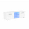 Modern White LED TV Unit Cabinet Stand Matt Body And High Gloss Doors Lights