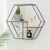 Wall Mounted Storage Shelf Hexagon Metal Wood Floating Storage Rack Display Unit