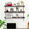Industrial 3-Tier Shelving Wall Mounted Rustic Hanging Floating Wood Book Shelf