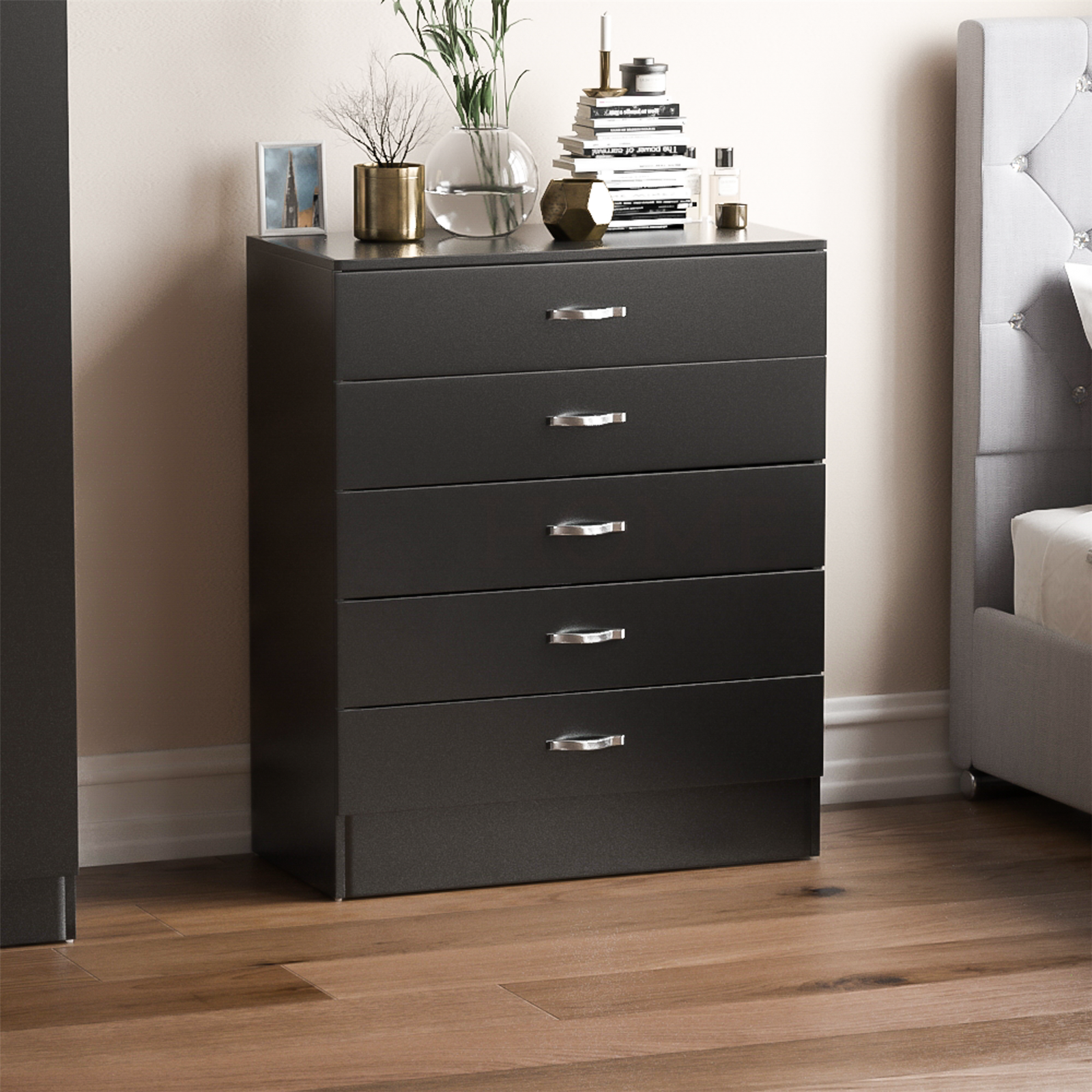 Black 5 drawer chest of drawers deals