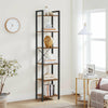 Tall Industrial Bookcase Narrow Vintage Display Unit Slim Rustic Storage Shelves