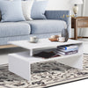 2 Tier Coffee Table End/Side Table Modern Design w/Open Shelf Living Room White