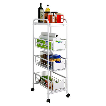 4 Tier Slim Kitchen Shelf Fruit Vegs Holder Trolley Rack Pull Out Storage Basket
