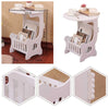 Round Small Side Table Beside Coffee Desk Lamp Stand with Magazine Storage Rack