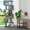 Wood Bookcase Bookshelf S Shape 6 Tier Shelves Free Standing Shelving Storage