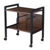 Side Table with Magazine Rack Adjustable Shelf Optional Bookends Castors, Brown