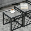 Set of 3 Nesting Coffee Tables Square End Tables w/ Metal Frame, Grey