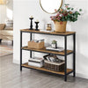 Console Table for Entryway 3 Tiers Industrial Hallway Table Metal Frame Brown