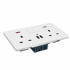 Double Wall Plug Socket 2 Gang 13A w/ USB Charger Port Outlets Black/White Plate