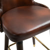 2 Pieces Luxury Bar Chair, PU Leather European Style, Brown and Golden
