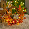 LED Light Hanging Autumn Wreath Pumpkin Maple Leaf Hanging Garland Door Decor UK