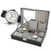 8Slot Leather Watch Storage Case Jewelry Display Box Holder Organizer +Mirror
