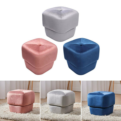 Velvet Footstool Pouffe Round Footrest Makeup Dressing Table Stool Shoe Changing