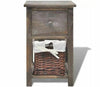 Bedside Small Bedroom Cabinet Storage Drawer End Table Wood Brown Wicker Basket