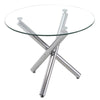 Clear Glass Round Dining Table With Chrome Cross Legs Modern Kitchen Furniture